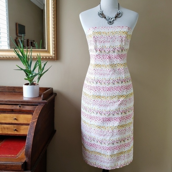 Bianca Nero Vintage 90s Y2K Floral Strapless Hannah Sheath Dress Size Large - Picture 1 of 8